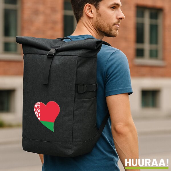 Kurierrucksack Belarus Flagge Herz 30-44 Liter Black Melange