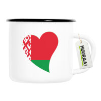 Emaille Tasse Belarus Flagge Herz 300ml Vintage