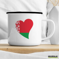 Emaille Tasse Belarus Flagge Herz 300ml Vintage