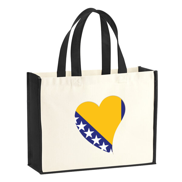 Jutetasche Bosnien und Herzegowina Flagge Herz 21 Liter Black