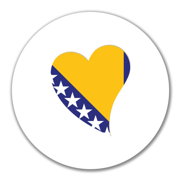 Aufkleber Bosnien und Herzegowina Flagge Herz 10cm rund
