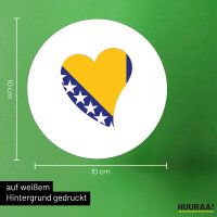 Aufkleber Bosnien und Herzegowina Flagge Herz 10cm rund