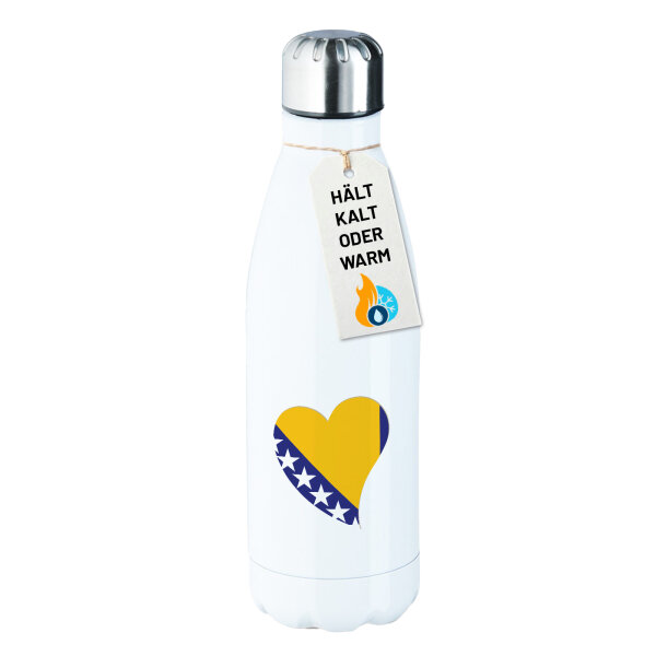 Trinkflasche Bosnien und Herzegowina Flagge Herz 500ml Edelstahl Wasserflasche