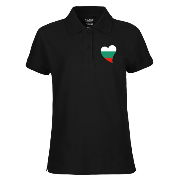 Damen Polo Shirt Bulgarien Flagge Herz