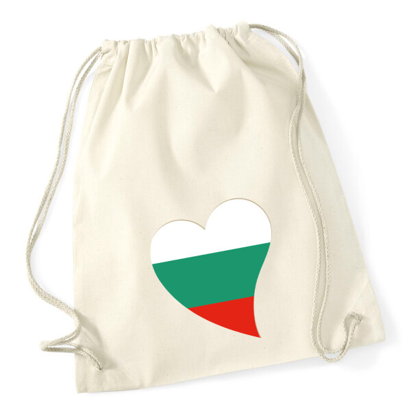 Turnbeutel Bulgarien Flagge Herz 12 Liter