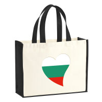 Jutetasche Bulgarien Flagge Herz 21 Liter Black