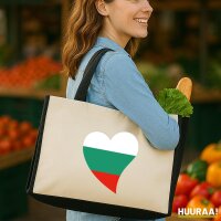 Jutetasche Bulgarien Flagge Herz 21 Liter Black
