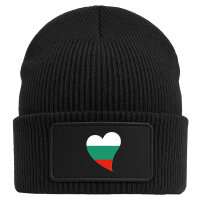 Beanie mit Patch Bulgarien Flagge Herz Black