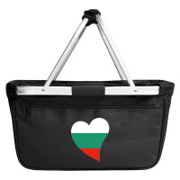 Einkaufskorb faltbar Bulgarien Flagge Herz 20 Liter Black