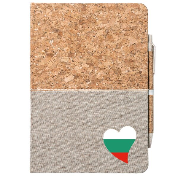 Notizbuch A5 Bulgarien Flagge Herz 80 Blatt inkl. Kugelschreiber