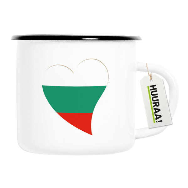 Emaille Tasse Bulgarien Flagge Herz 300ml Vintage