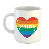 Kaffeetasse Pride Herz Regenbogenfahne Weiß 330ml