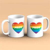 Kaffeetasse Pride Herz Regenbogenfahne Weiß 330ml