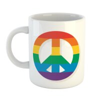 Kaffeetasse Peace Pride Regenbogenfahne Weiß 330ml