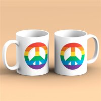 Kaffeetasse Peace Pride Regenbogenfahne Weiß 330ml