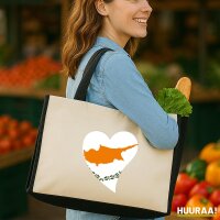 Jutetasche Zypern Flagge Herz 21 Liter Black