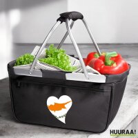 Einkaufskorb faltbar Zypern Flagge Herz 20 Liter Black