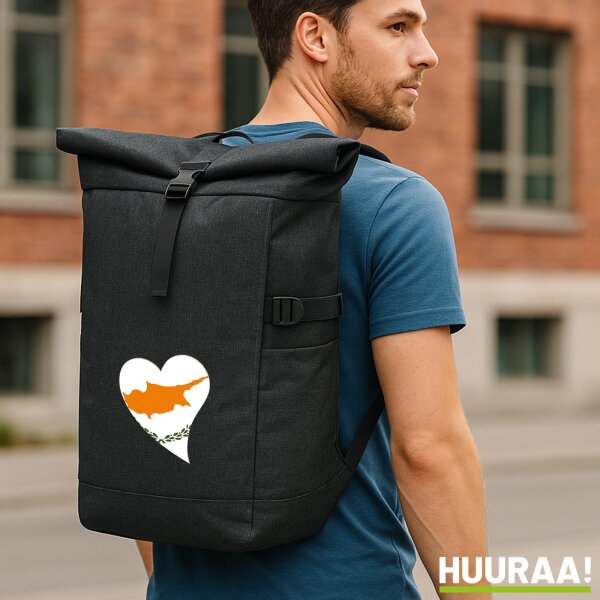 Kurierrucksack Zypern Flagge Herz 30-44 Liter Black Melange