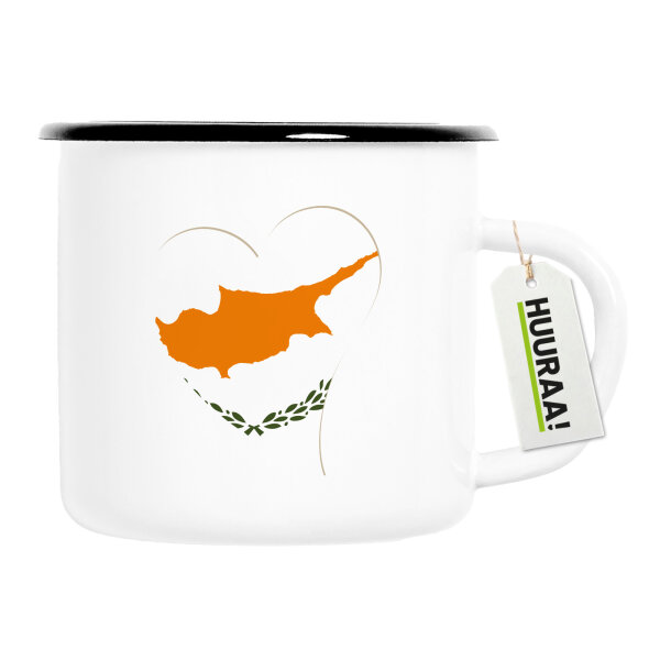 Emaille Tasse Zypern Flagge Herz 300ml Vintage