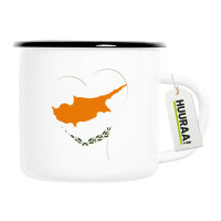 Emaille Tasse Zypern Flagge Herz 300ml Vintage