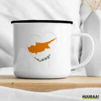Emaille Tasse Zypern Flagge Herz 300ml Vintage