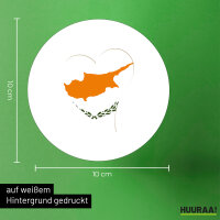 Aufkleber Zypern Flagge Herz 10cm rund