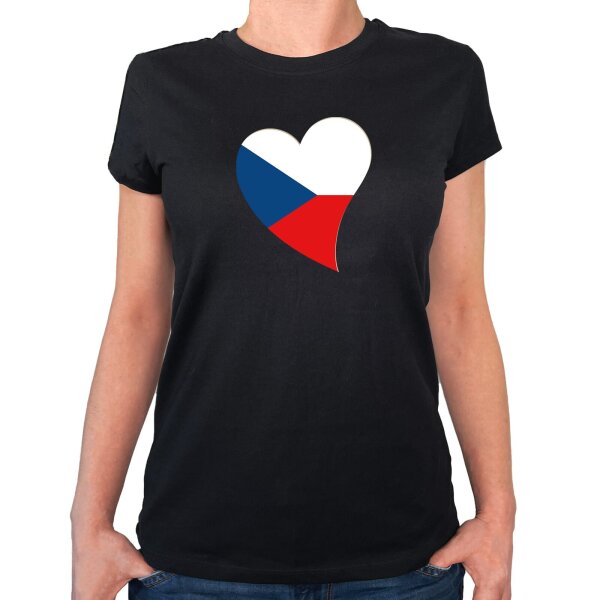 Damen T-Shirt Tschechische Republik Flagge Herz