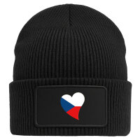 Beanie mit Patch Tschechische Republik Flagge Herz Black