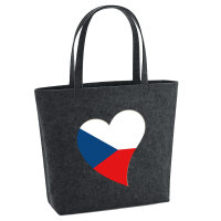 Filz Shopper Tschechische Republik Flagge Herz 22 Liter
