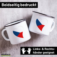 Emaille Tasse Tschechische Republik Flagge Herz 300ml...