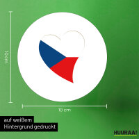 Aufkleber Tschechische Republik Flagge Herz 10cm rund