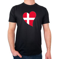 Herren T-Shirt Dänemark Flagge Herz