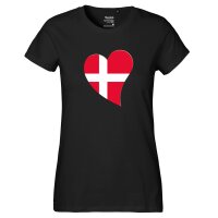 Damen T-Shirt Dänemark Flagge Herz