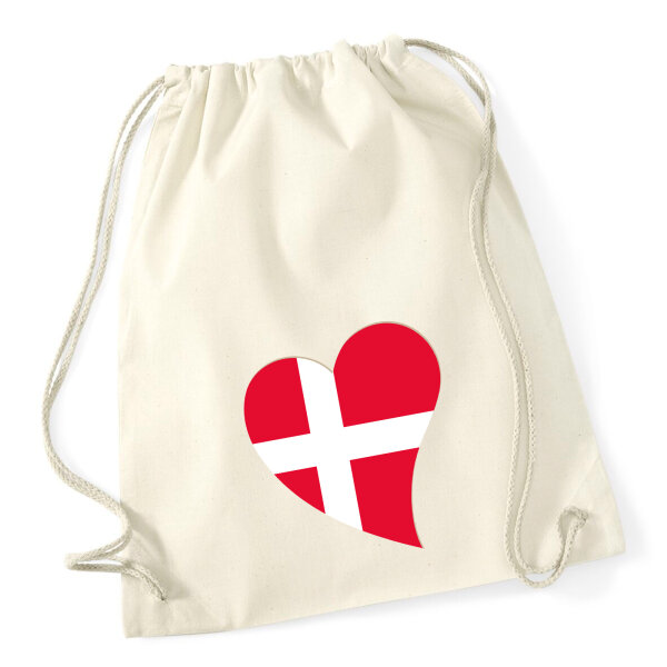 Turnbeutel Dänemark Flagge Herz 12 Liter