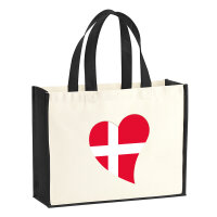 Jutetasche D&auml;nemark Flagge Herz 21 Liter Black