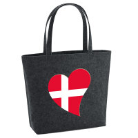 Filz Shopper Dänemark Flagge Herz 22 Liter
