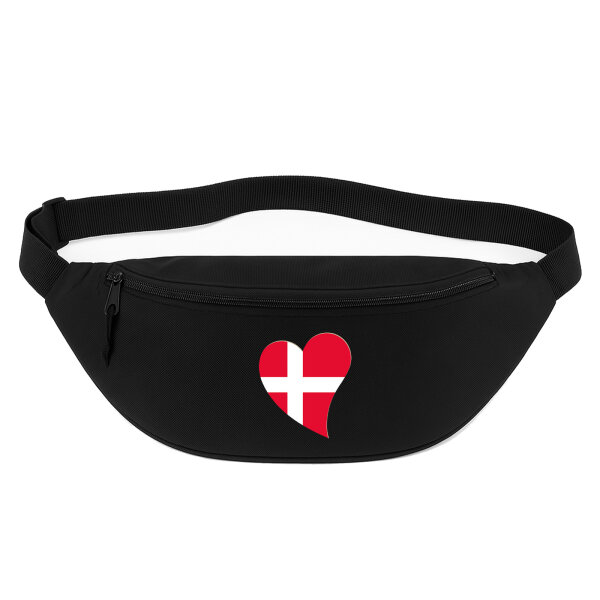 Bauchtasche Dänemark Flagge Herz 2,5 Liter Black