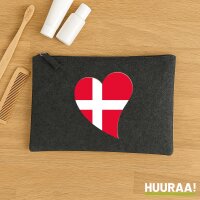 Kulturbeutel Dänemark Flagge Herz 1 Liter Charcoal
