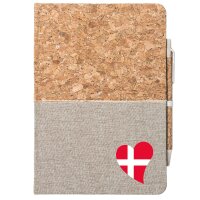 Notizbuch A5 Dänemark Flagge Herz 80 Blatt inkl....