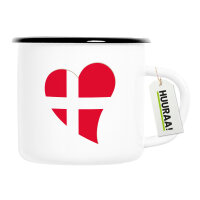 Emaille Tasse D&auml;nemark Flagge Herz 300ml Vintage