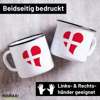 Emaille Tasse D&auml;nemark Flagge Herz 300ml Vintage
