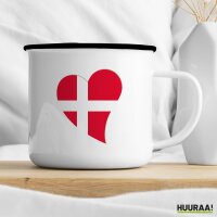 Emaille Tasse Dänemark Flagge Herz 300ml Vintage