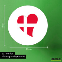 Aufkleber Dänemark Flagge Herz 10cm rund