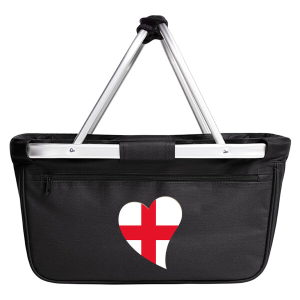 Einkaufskorb faltbar England Flagge Herz 20 Liter Black