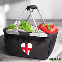 Einkaufskorb faltbar England Flagge Herz 20 Liter Black