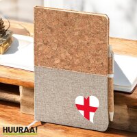 Notizbuch A5 England Flagge Herz 80 Blatt inkl....