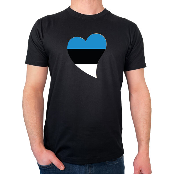 Herren T-Shirt Estland Flagge Herz