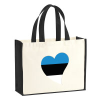 Jutetasche Estland Flagge Herz 21 Liter Black