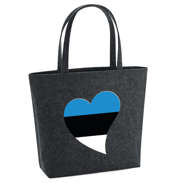Filz Shopper Estland Flagge Herz 22 Liter