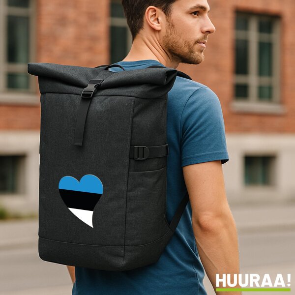 Kurierrucksack Estland Flagge Herz 30-44 Liter Black Melange